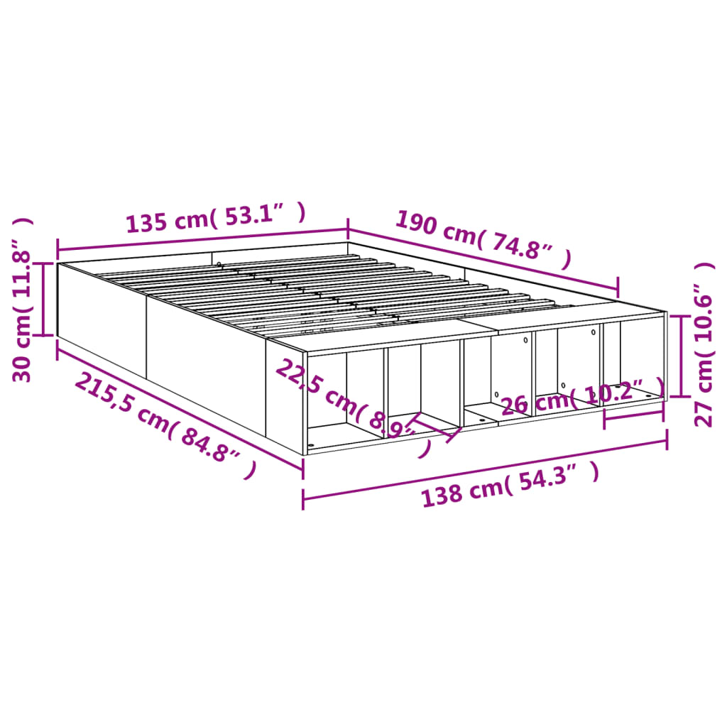 Giroletto Grigio Sonoma 135x190 cm in Legno Multistrato | homemem39