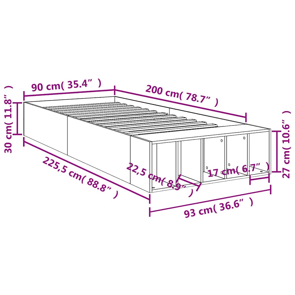 Giroletto Rovere Sonoma 90x200 cm in Legno Multistrato | homemem39