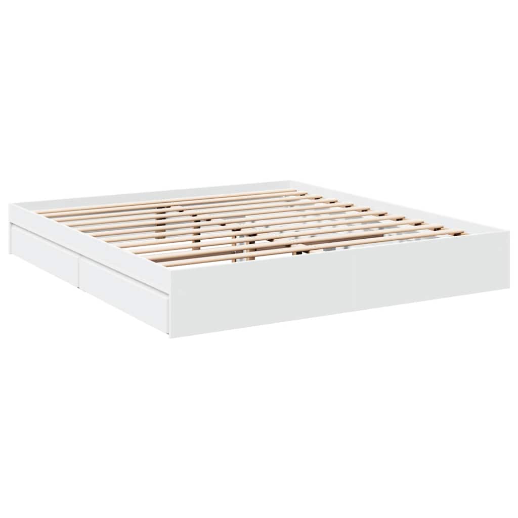 Giroletto con Cassetti Bianco 200x200 cm in Legno Multistrato