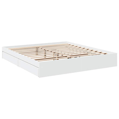 Giroletto con Cassetti Bianco 200x200 cm in Legno Multistrato