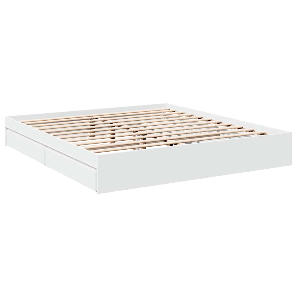 Giroletto con Cassetti Bianco 200x200 cm in Legno Multistrato
