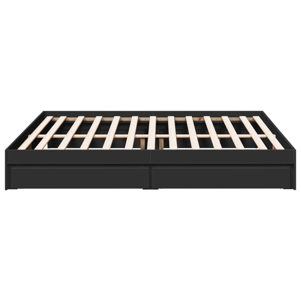 Giroletto con Cassetti Nero 200x200 cm in Legno Multistrato - homemem39