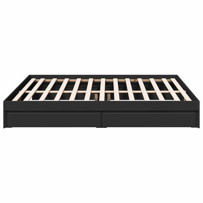 Giroletto con Cassetti Nero 200x200 cm in Legno Multistrato