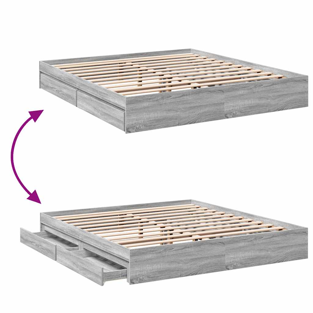 Giroletto Cassetti Grigio Sonoma 200x200 cm Legno Multistrato