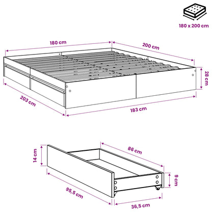 Giroletto Cassetti Rovere Sonoma 180x200 cm Legno Multistrato