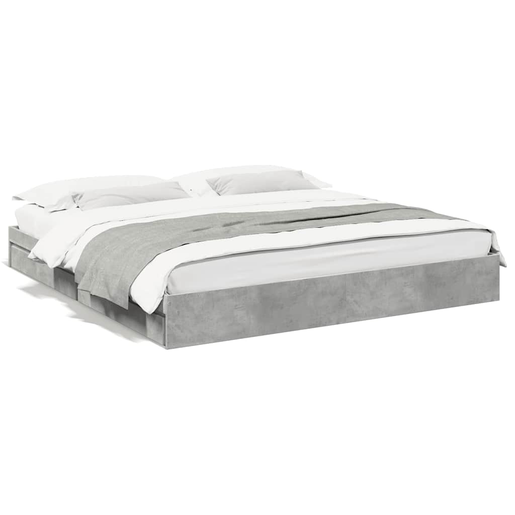 Giroletto Cassetti Grigio Cemento 180x200 cm Legno Multistrato | homemem39