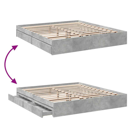 Giroletto Cassetti Grigio Cemento 180x200 cm Legno Multistrato | homemem39
