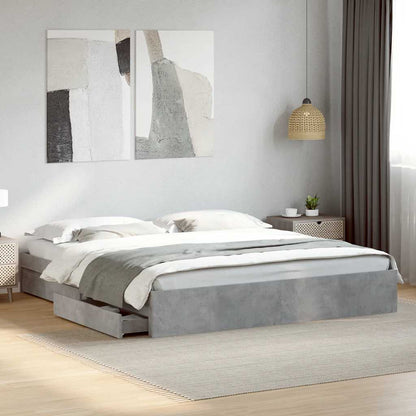 Giroletto Cassetti Grigio Cemento 180x200 cm Legno Multistrato | homemem39