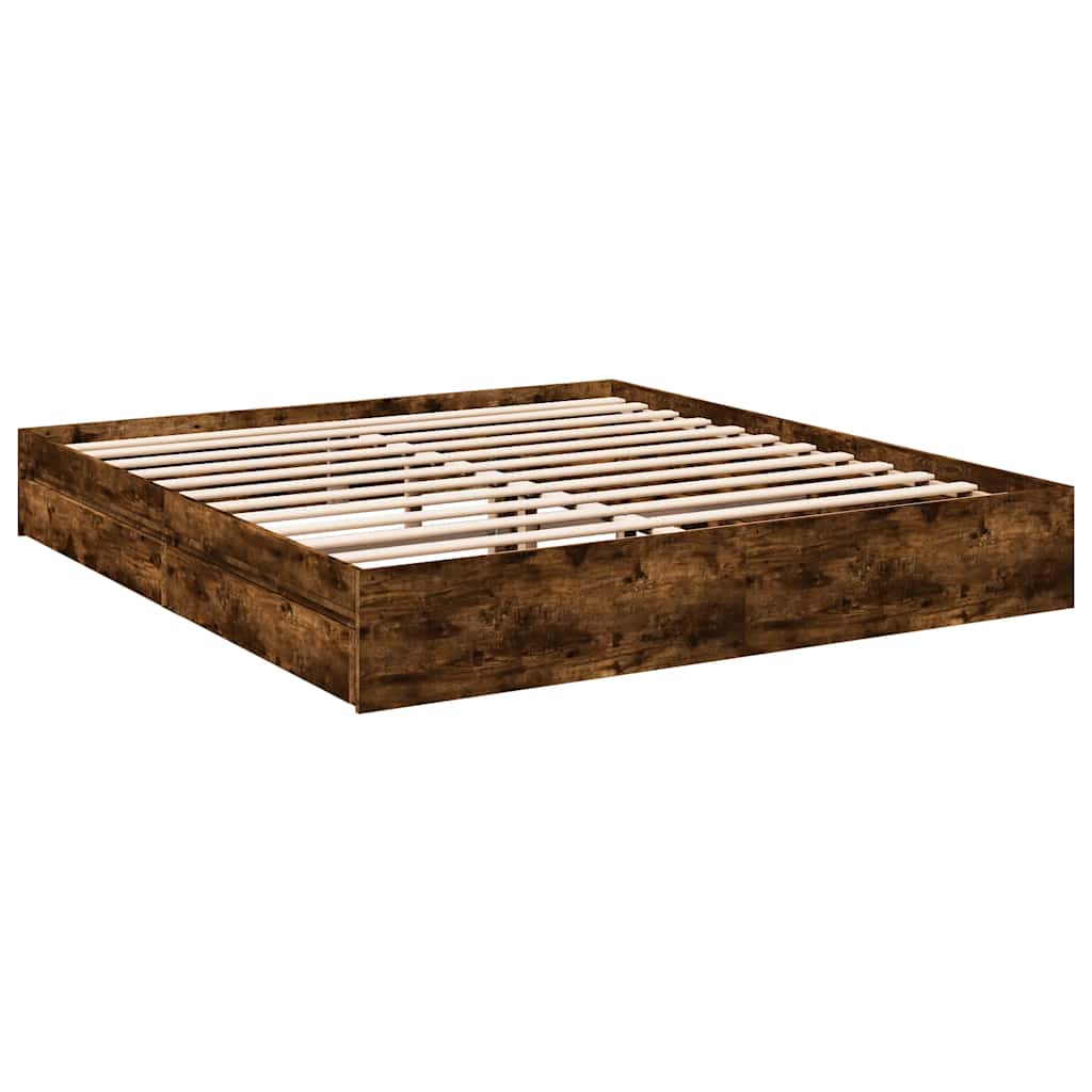 Giroletto con Cassetti Rovere Fumo 180x200 cm Legno Multistrato | homemem39
