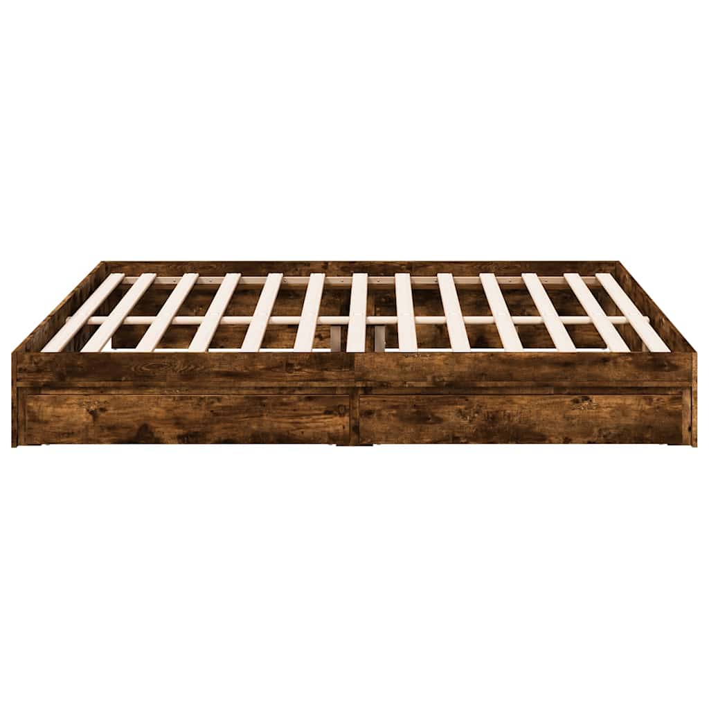 Giroletto con Cassetti Rovere Fumo 180x200 cm Legno Multistrato