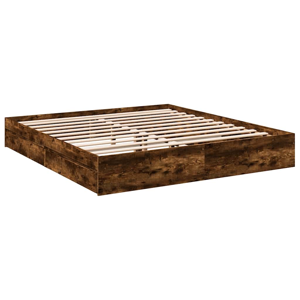 Giroletto con Cassetti Rovere Fumo 180x200 cm Legno Multistrato | homemem39