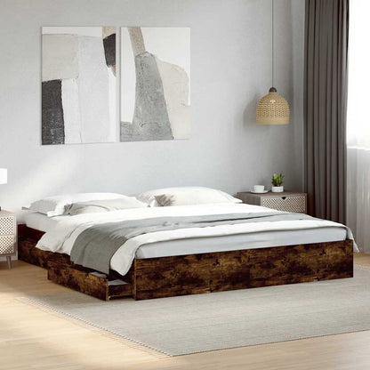 Giroletto con Cassetti Rovere Fumo 180x200 cm Legno Multistrato | homemem39