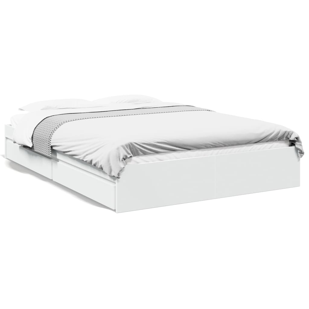 Giroletto con Cassetti Bianco 160x200 cm in Legno Multistrato | homemem39