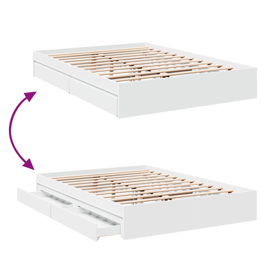 Giroletto con Cassetti Bianco 160x200 cm in Legno Multistrato | homemem39
