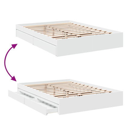 Giroletto con Cassetti Bianco 160x200 cm in Legno Multistrato | homemem39
