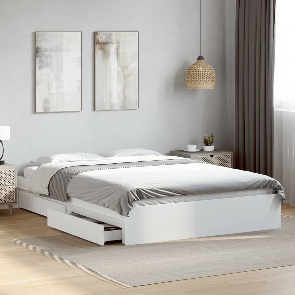 Giroletto con Cassetti Bianco 160x200 cm in Legno Multistrato | homemem39