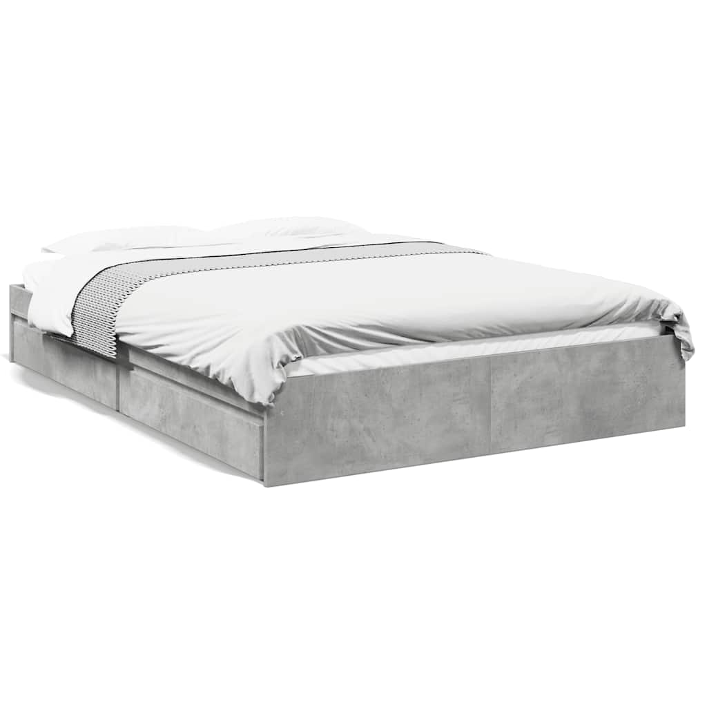 Giroletto Cassetti Grigio Cemento 160x200 cm Legno Multistrato