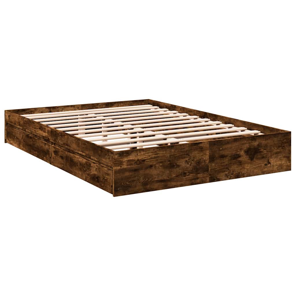 Giroletto con Cassetti Rovere Fumo 160x200 cm Legno Multistrato | homemem39