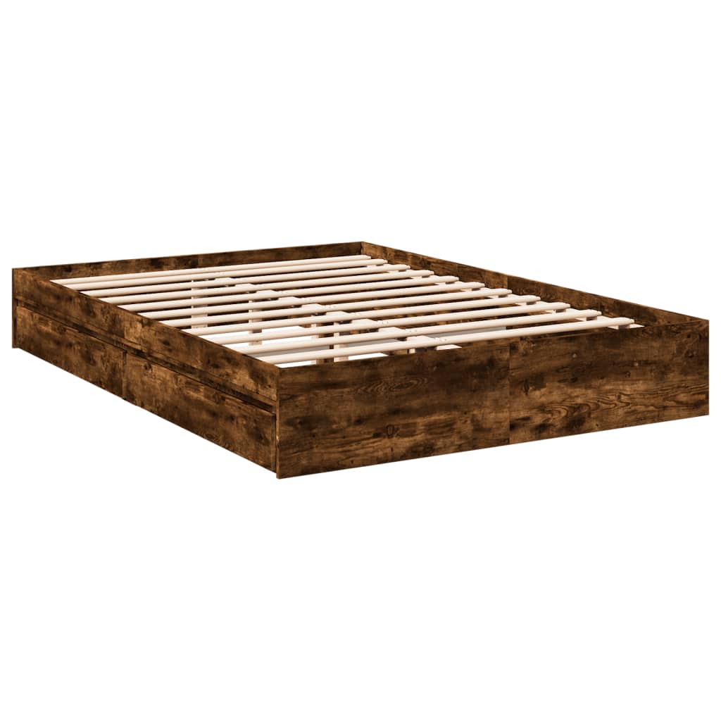 Giroletto con Cassetti Rovere Fumo 160x200 cm Legno Multistrato | homemem39