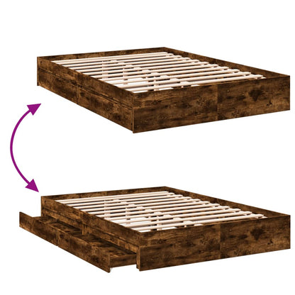 Giroletto con Cassetti Rovere Fumo 160x200 cm Legno Multistrato | homemem39