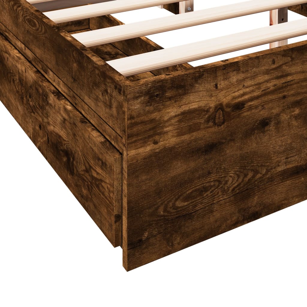 Giroletto con Cassetti Rovere Fumo 160x200 cm Legno Multistrato | homemem39