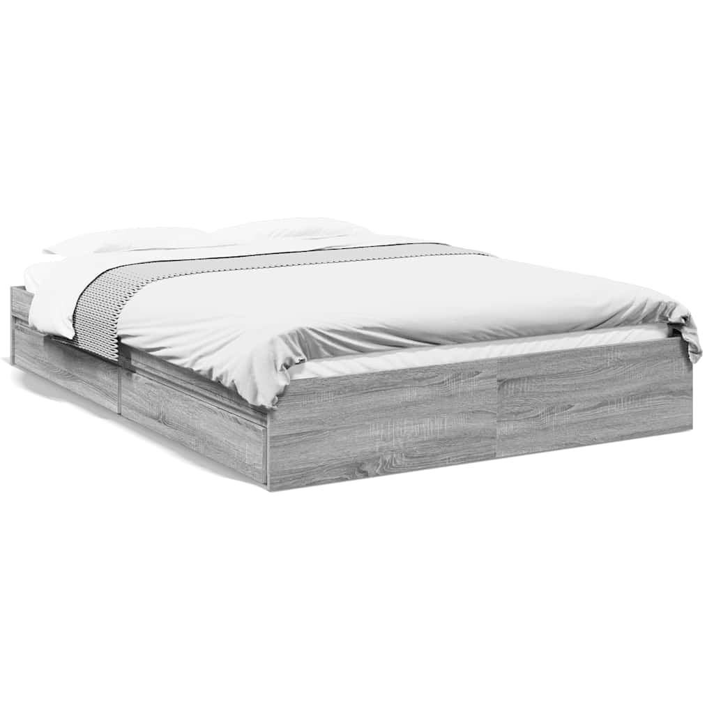 Giroletto Cassetti Grigio Sonoma 160x200 cm Legno Multistrato