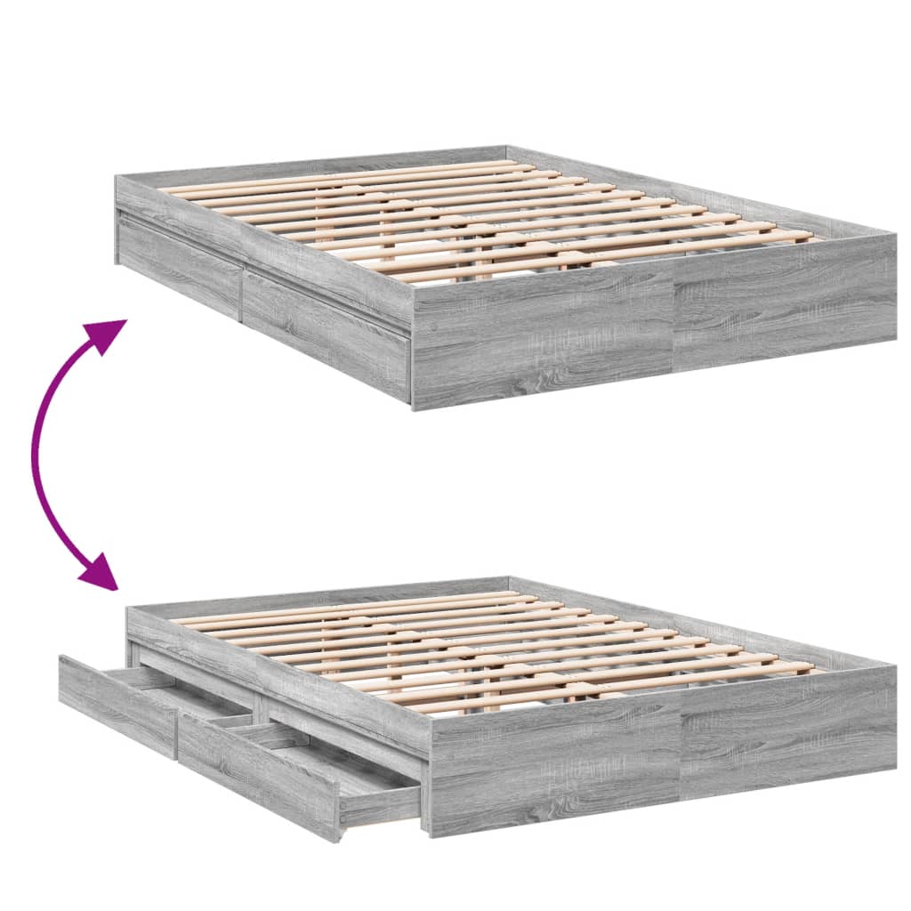 Giroletto Cassetti Grigio Sonoma 150x200 cm Legno Multistrato | homemem39