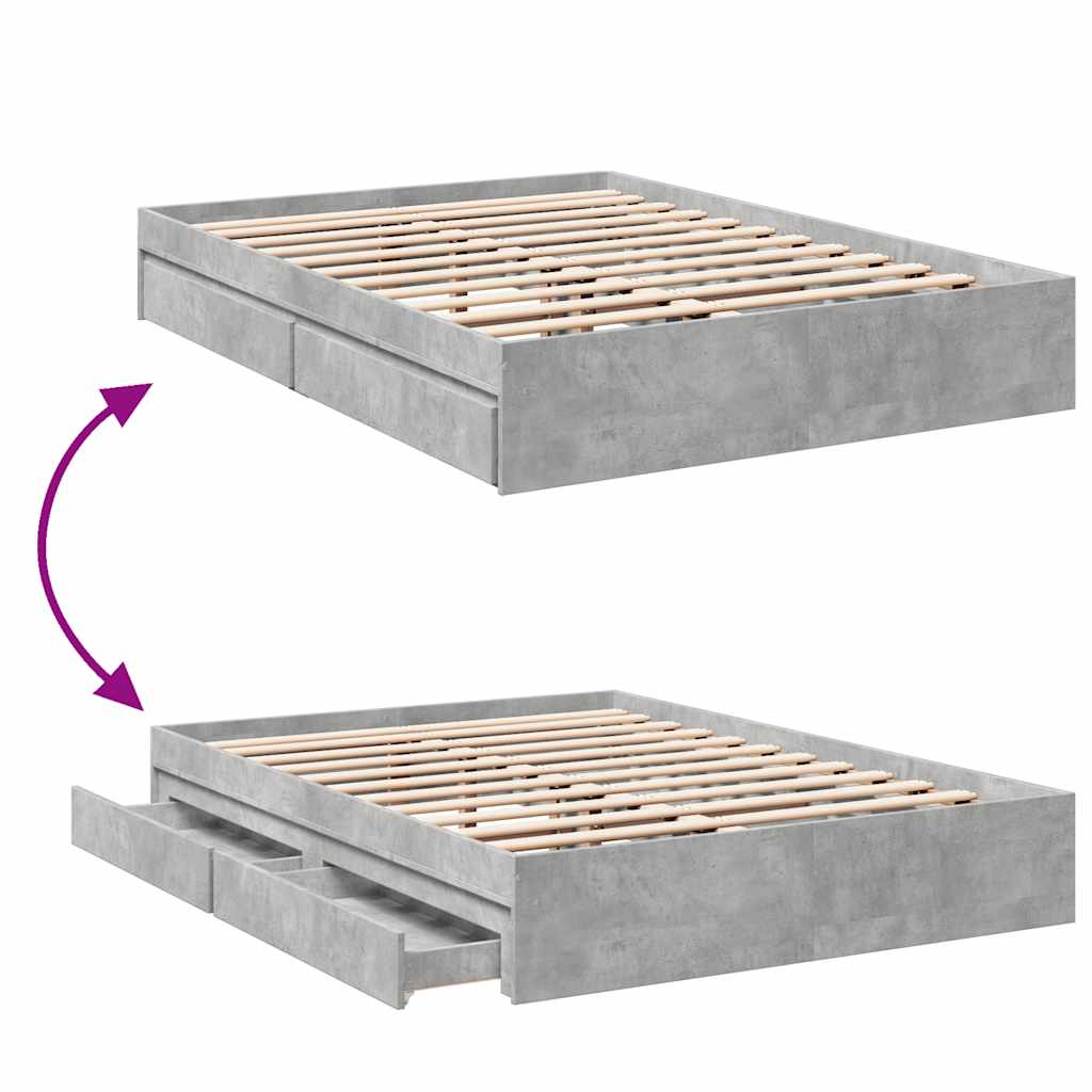 Giroletto Cassetti Grigio Cemento 120x200 cm Legno Multistrato