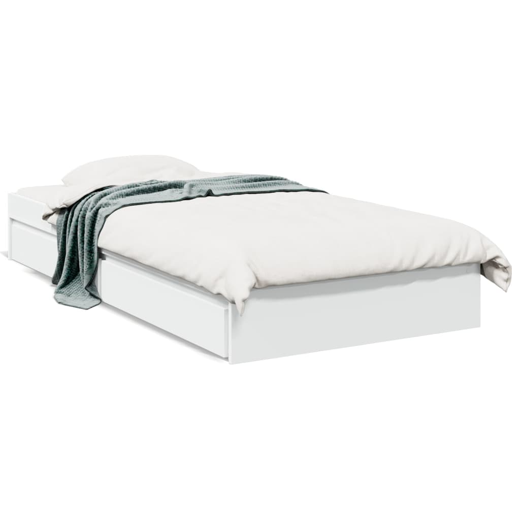 Giroletto con Cassetti Bianco 100x200 cm in Legno Multistrato | homemem39