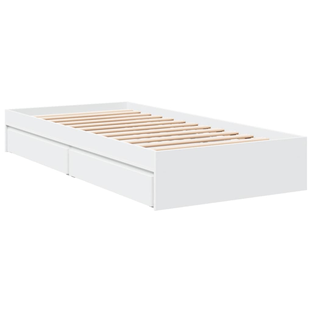 Giroletto con Cassetti Bianco 100x200 cm in Legno Multistrato | homemem39
