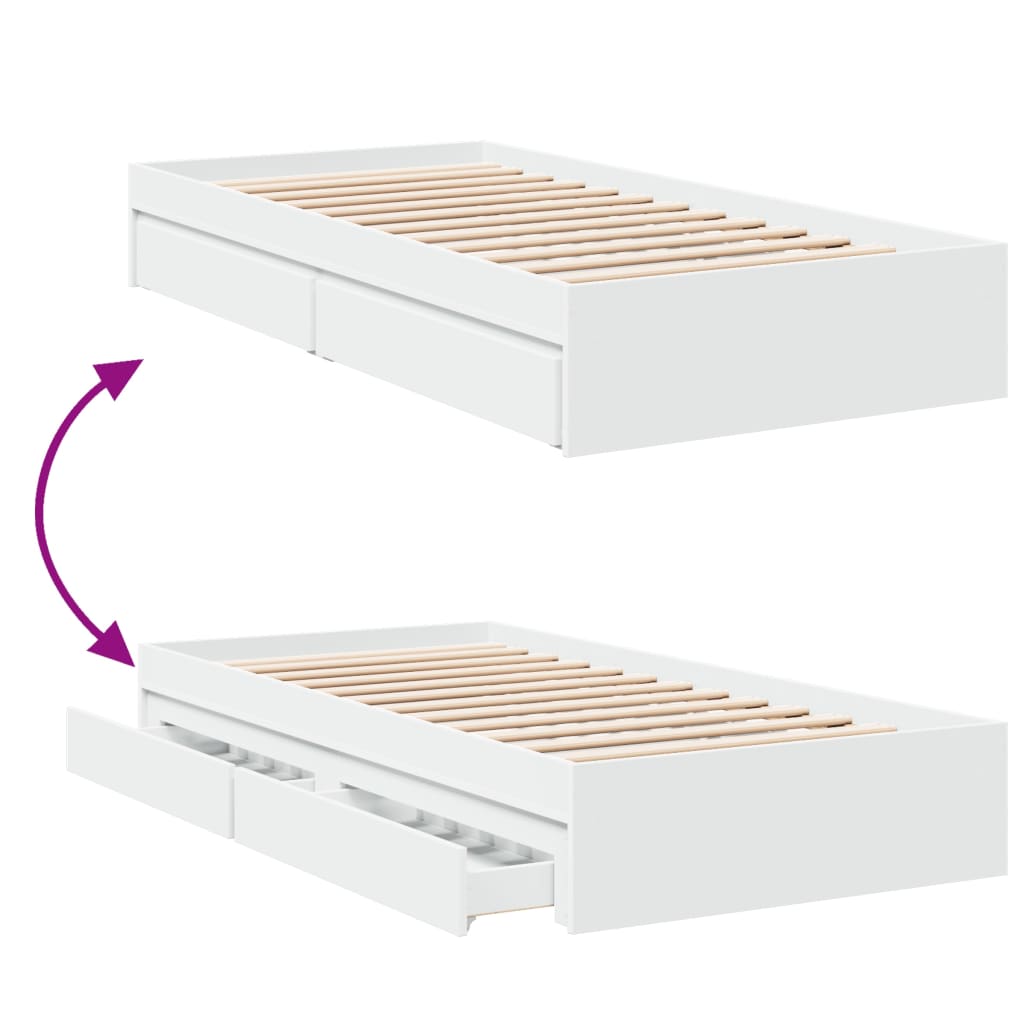 Giroletto con Cassetti Bianco 100x200 cm in Legno Multistrato | homemem39