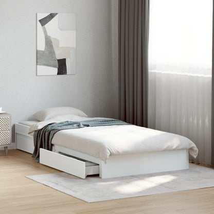 Giroletto con Cassetti Bianco 100x200 cm in Legno Multistrato | homemem39