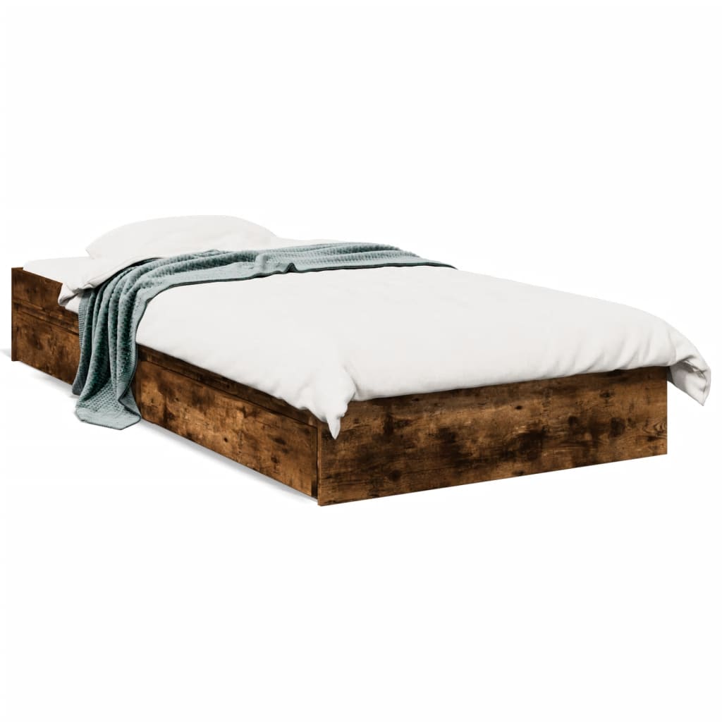 Giroletto con Cassetti Rovere Fumo 100x200 cm Legno Multistrato | homemem39