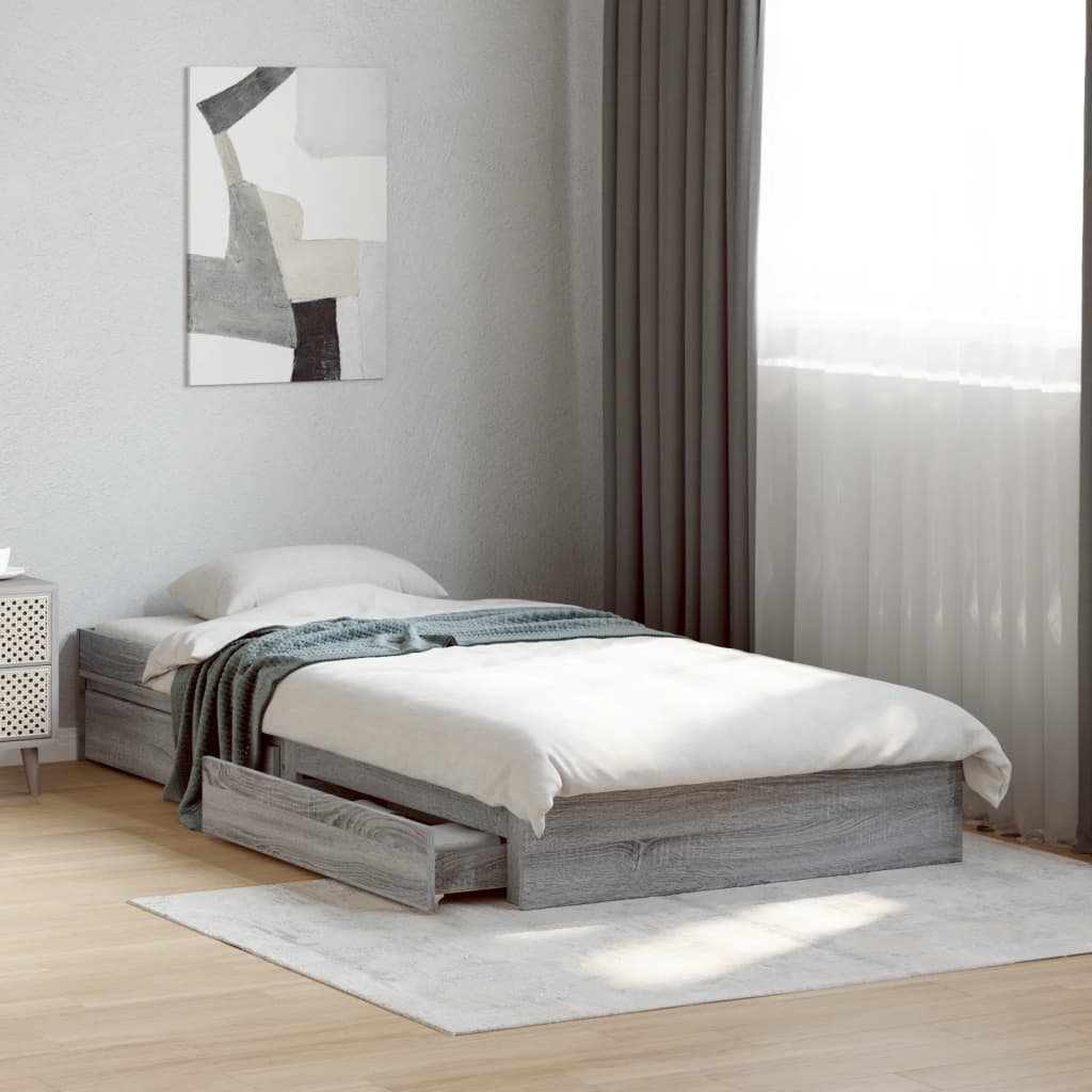 Giroletto Cassetti Grigio Sonoma 90x200 cm Legno Multistrato | homemem39