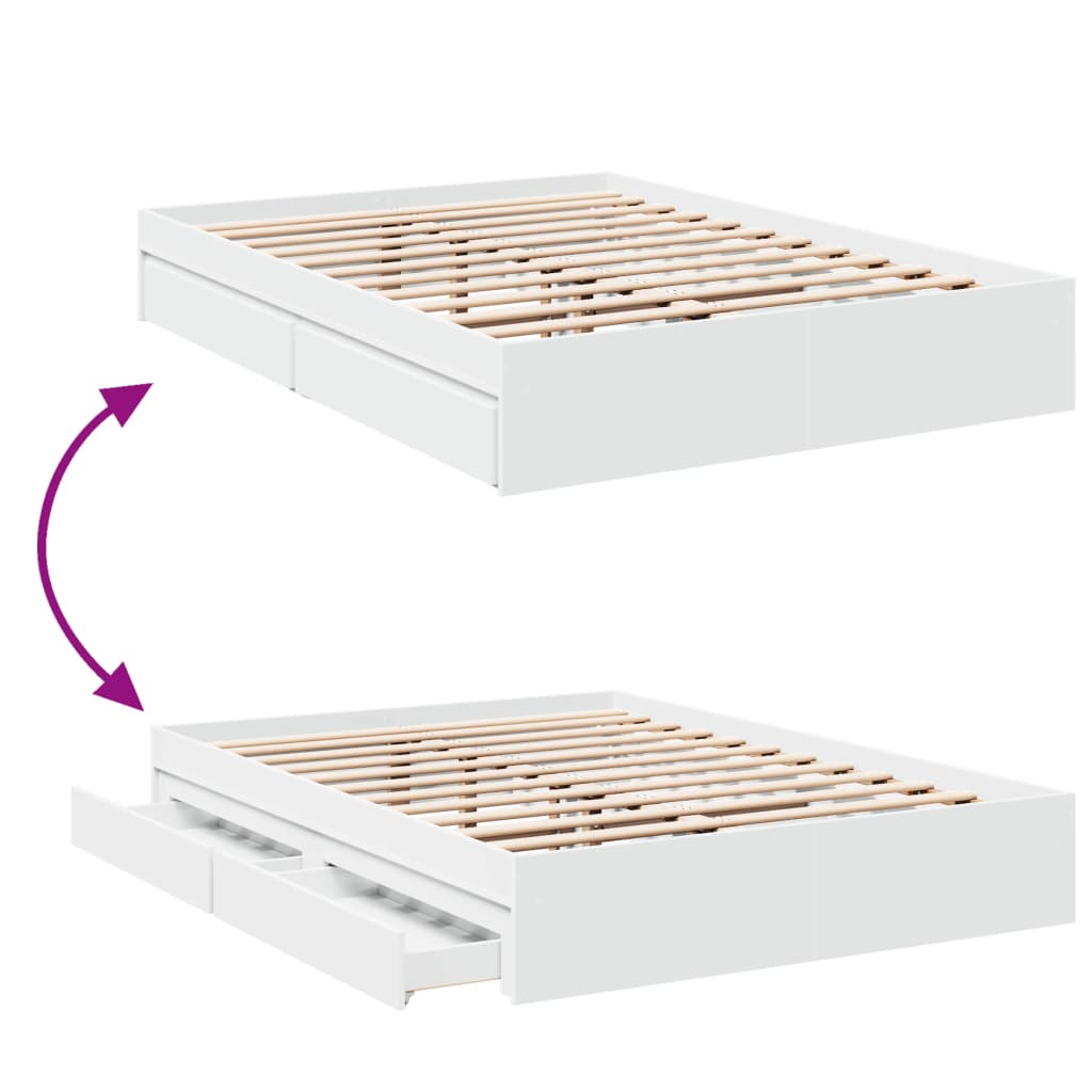 Giroletto con Cassetti Bianco 140x190 cm in Legno Multistrato | homemem39