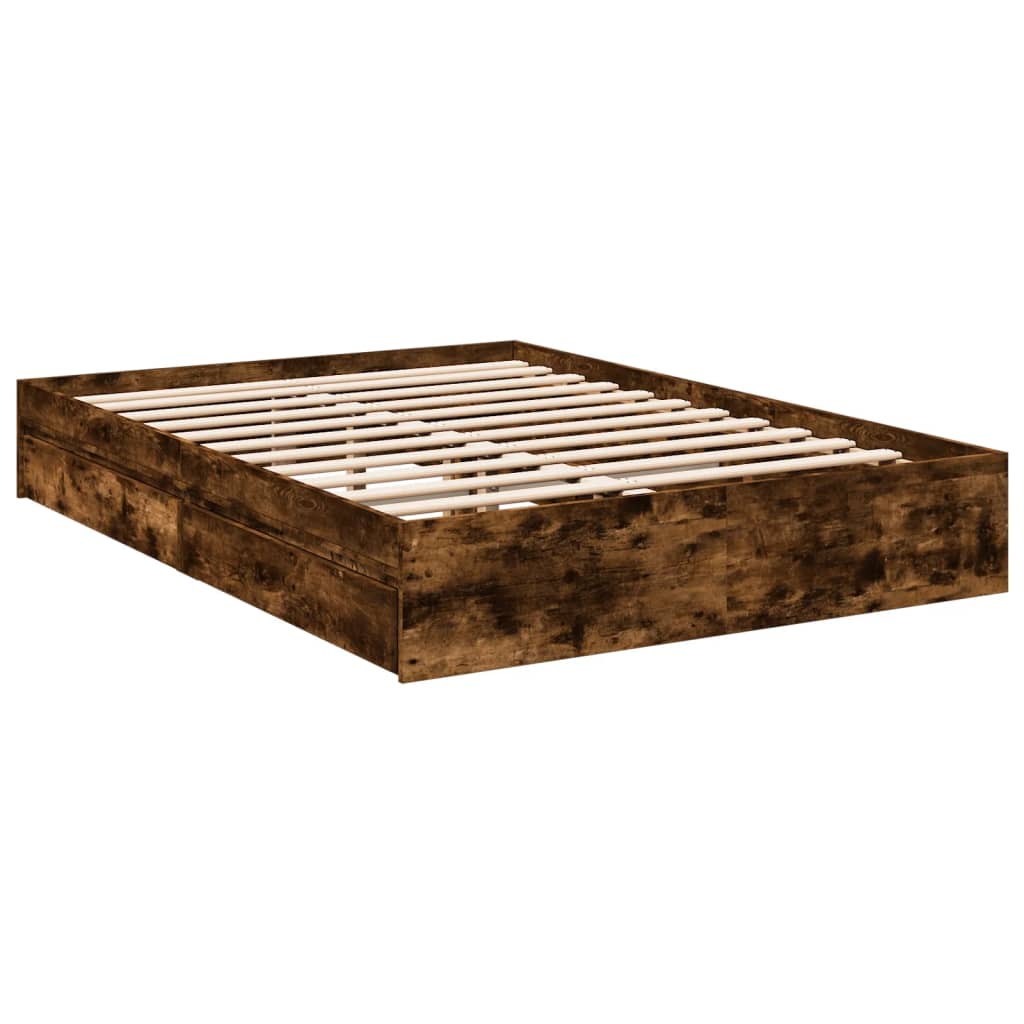 Giroletto con Cassetti Rovere Fumo 135x190 cm Legno Multistrato | homemem39