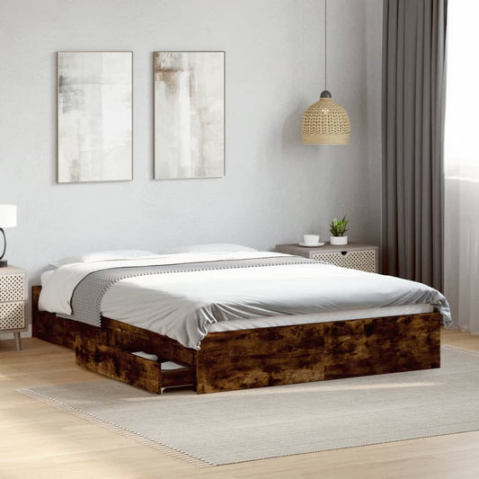 Giroletto con Cassetti Rovere Fumo 135x190 cm Legno Multistrato | homemem39