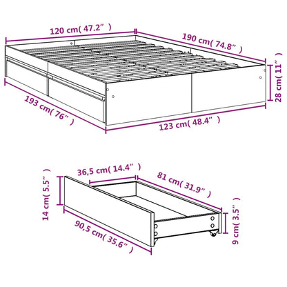 Giroletto Cassetti Rovere Sonoma 120x190 cm Legno Multistrato | homemem39