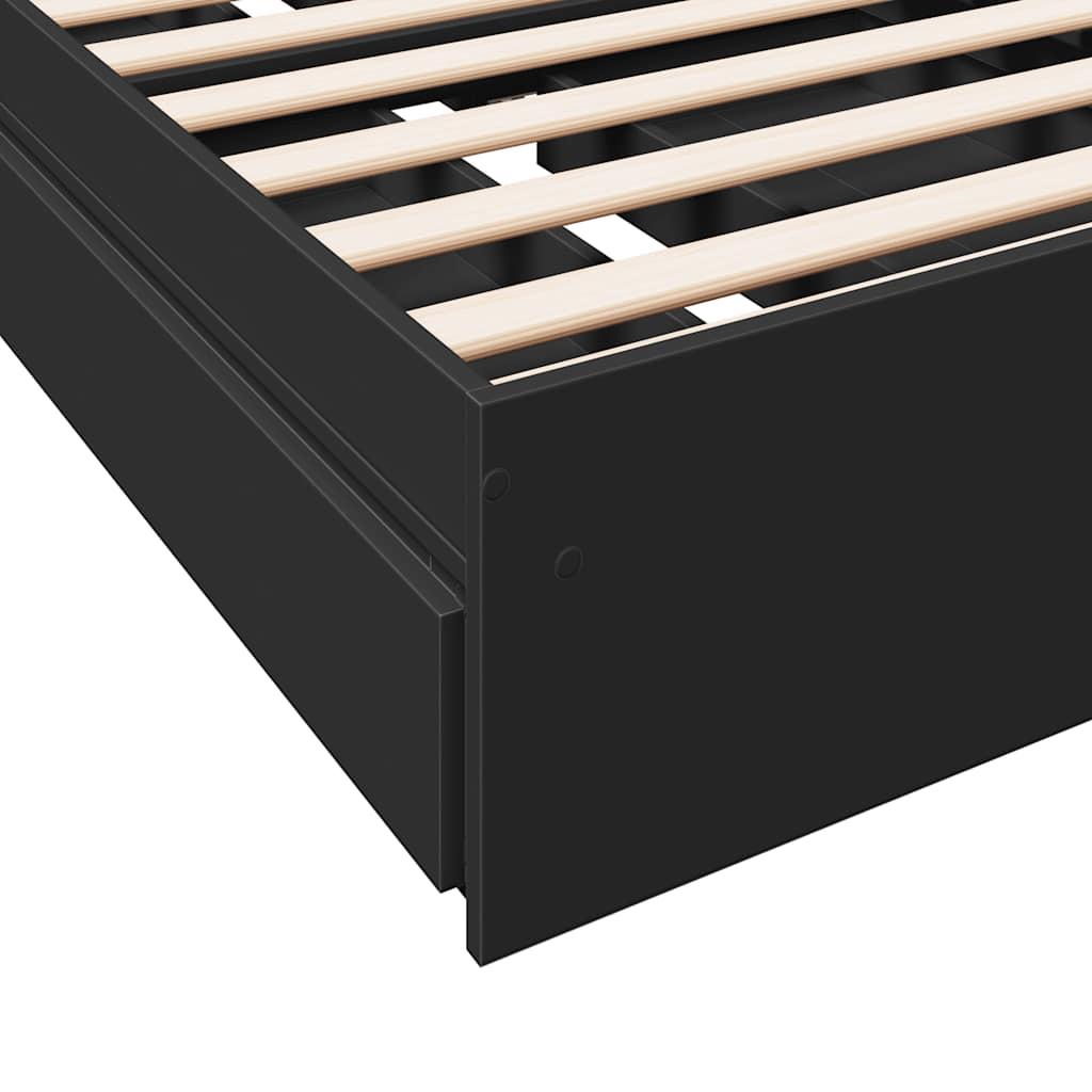 Giroletto con Cassetti Nero 75x190 cm in Legno Multistrato | homemem39