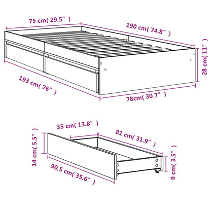 Giroletto Cassetti Grigio Cemento 75x190 cm Legno Multistrato | homemem39