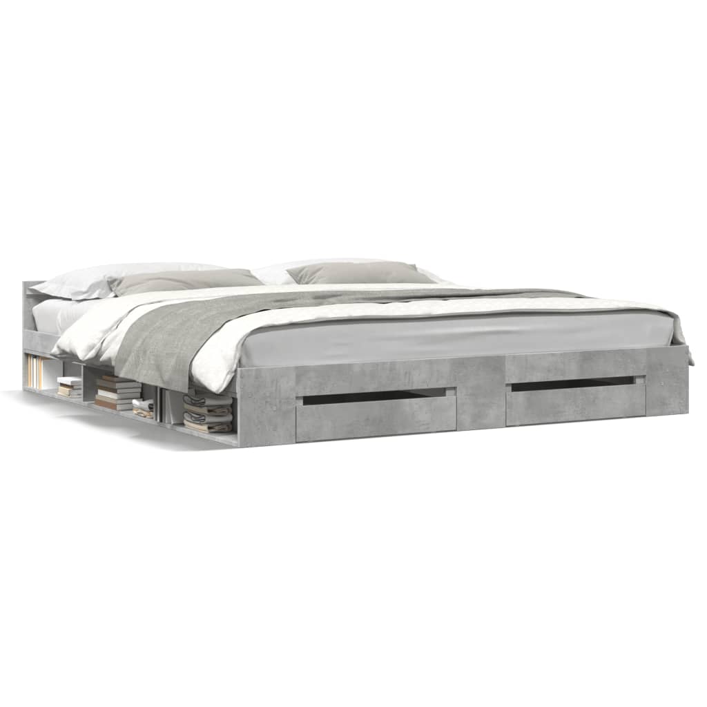 Giroletto Cassetti Grigio Cemento 200x200 cm Legno Multistrato | homemem39