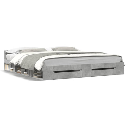Giroletto Cassetti Grigio Cemento 200x200 cm Legno Multistrato | homemem39