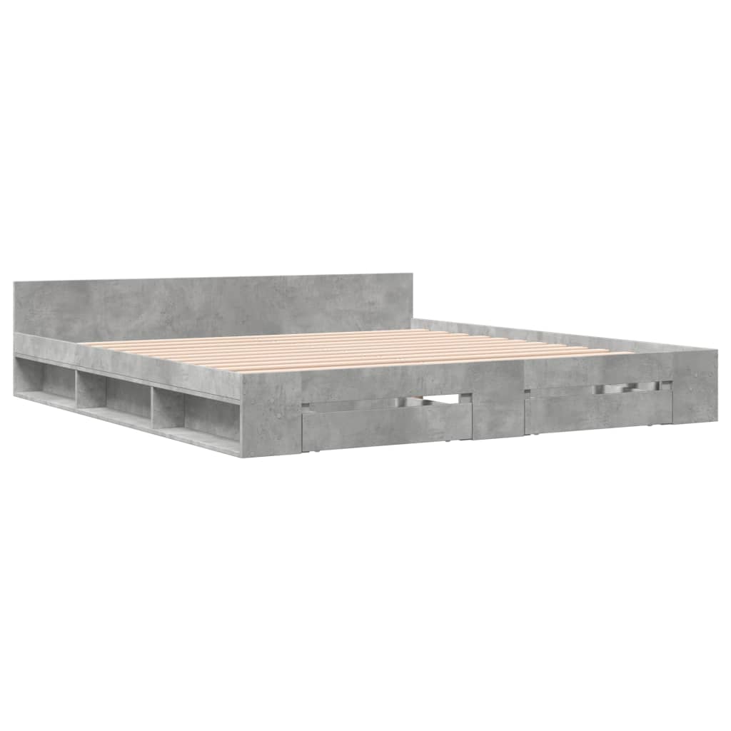 Giroletto Cassetti Grigio Cemento 200x200 cm Legno Multistrato | homemem39