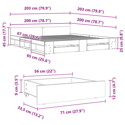 Giroletto Cassetti Grigio Cemento 200x200 cm Legno Multistrato | homemem39