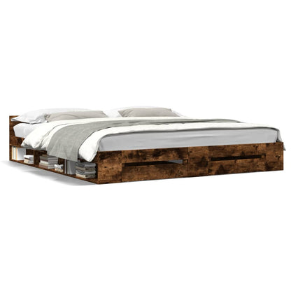 Giroletto con Cassetti Rovere Fumo 200x200 cm Legno Multistrato | homemem39
