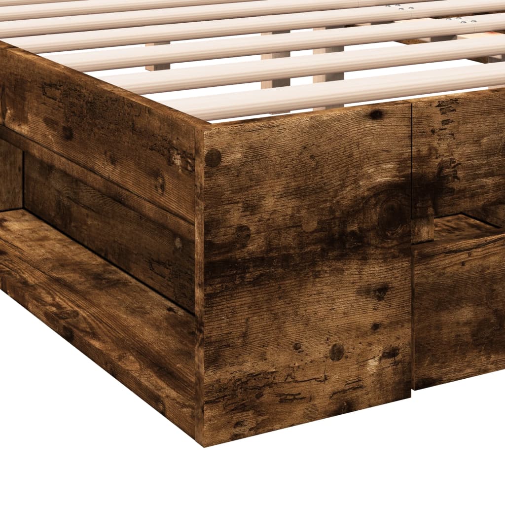 Giroletto con Cassetti Rovere Fumo 200x200 cm Legno Multistrato | homemem39