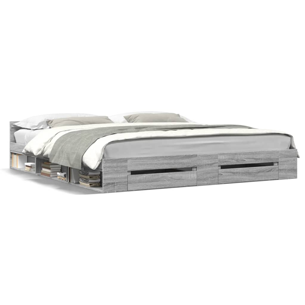 Giroletto Cassetti Grigio Sonoma 200x200 cm Legno Multistrato - homemem39