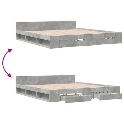 Giroletto Cassetti Grigio Cemento 180x200 cm Legno Multistrato