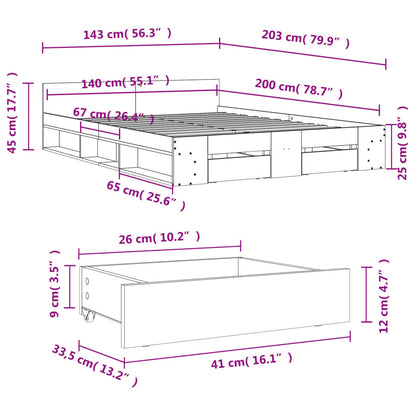 Giroletto Cassetti Grigio Sonoma 140x200 cm Legno Multistrato | homemem39