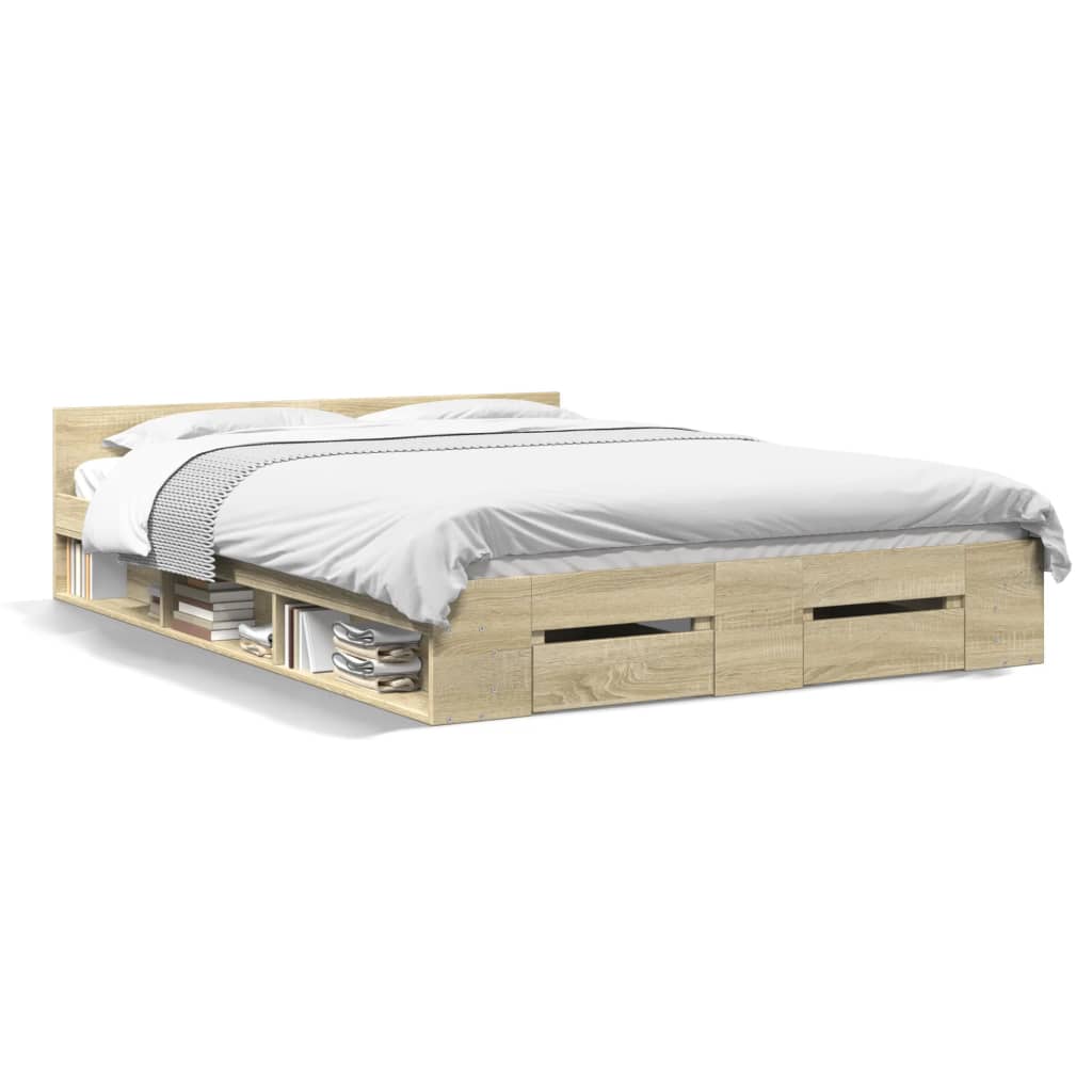 Giroletto Cassetti Rovere Sonoma 140x190 cm Legno Multistrato | homemem39